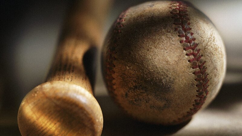 used baseball and bat