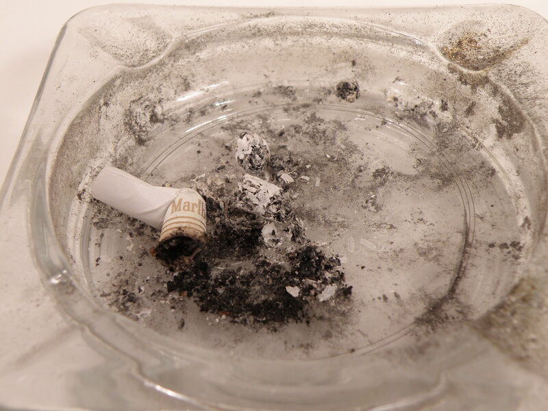 used cigarette in ashtray