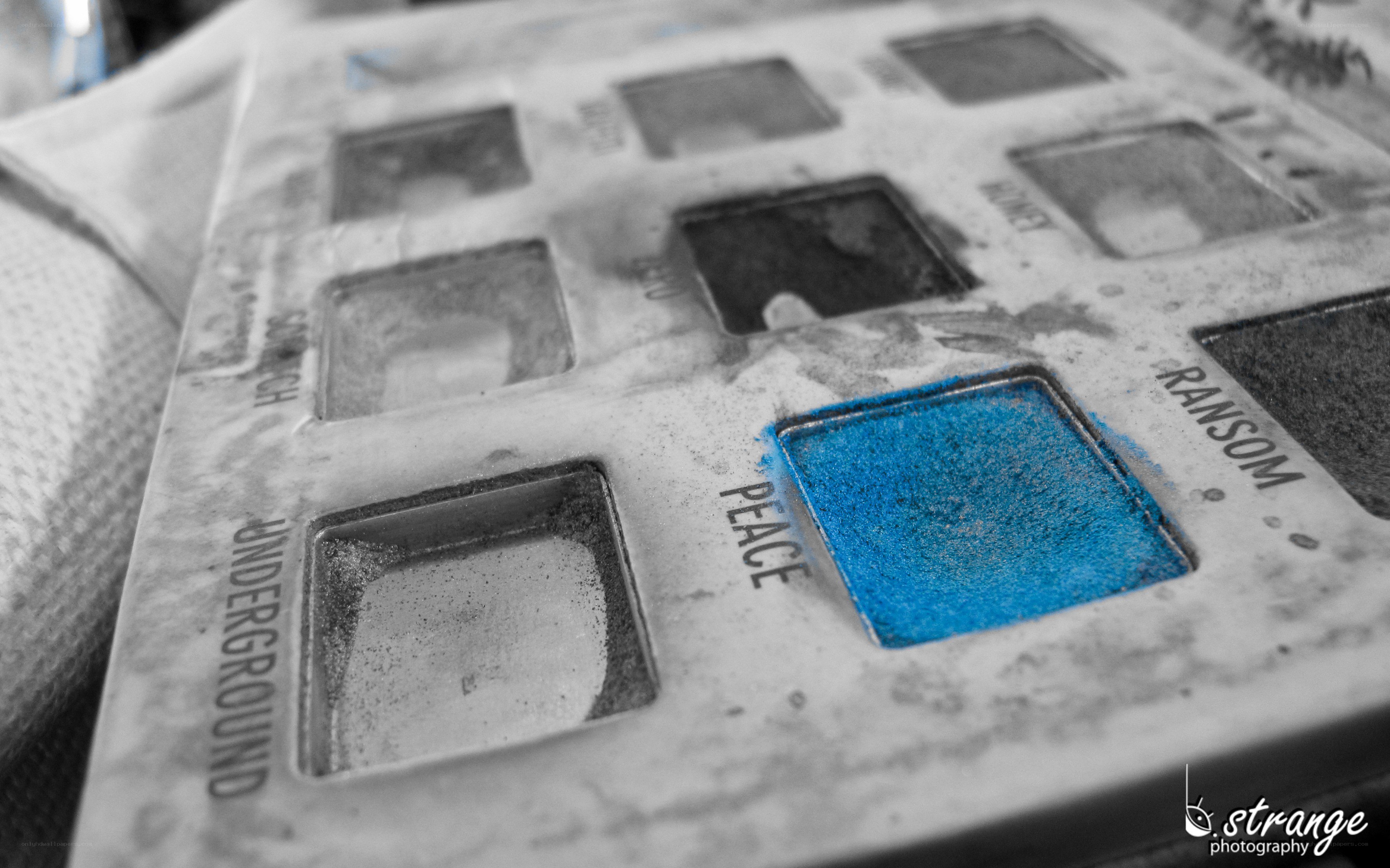 used eyeshadow palette with blue shade