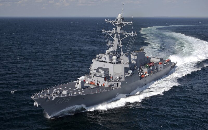 USS Arleigh Burke Destroyer — Gray, Dynamic, Afternoon, Photograph