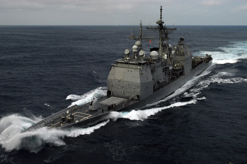 USS Chafee in open sea
