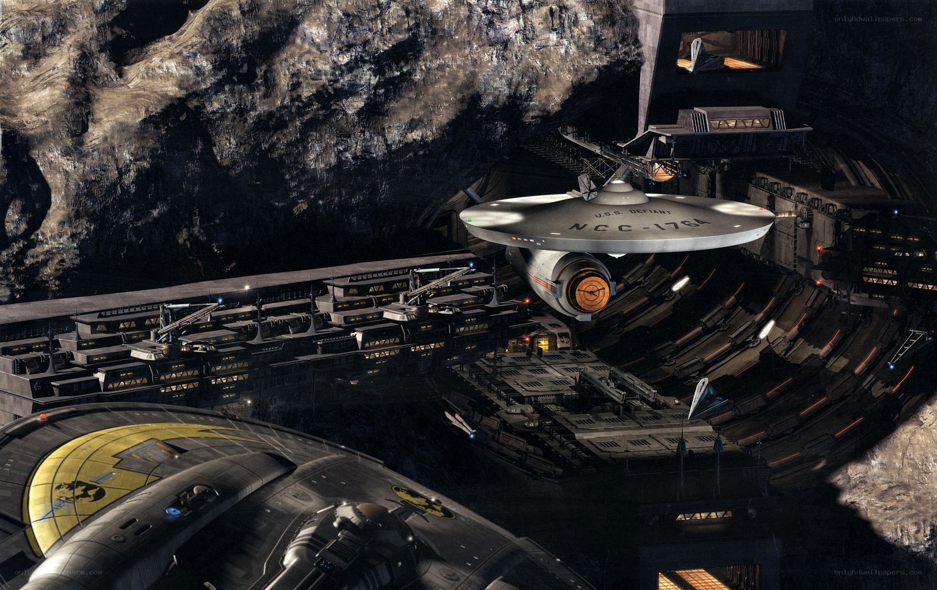 USS Defiant in a space dock