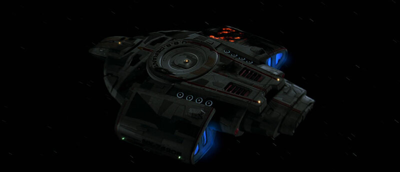 USS Defiant starship in space
