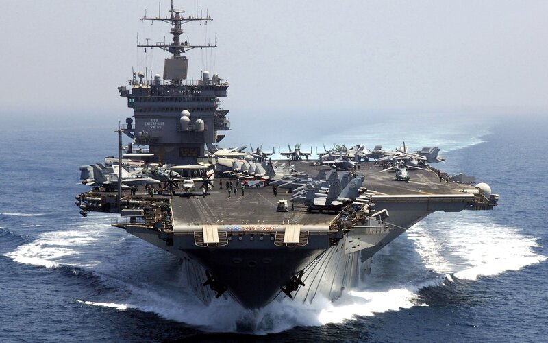 USS Enterprise aircraft carrier at sea