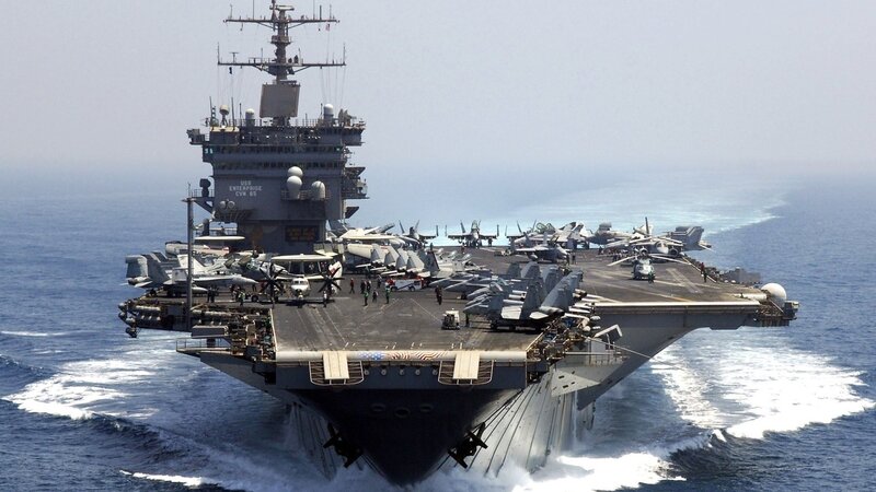USS Enterprise Aircraft Carrier — Gray, Dramatic, Afternoon