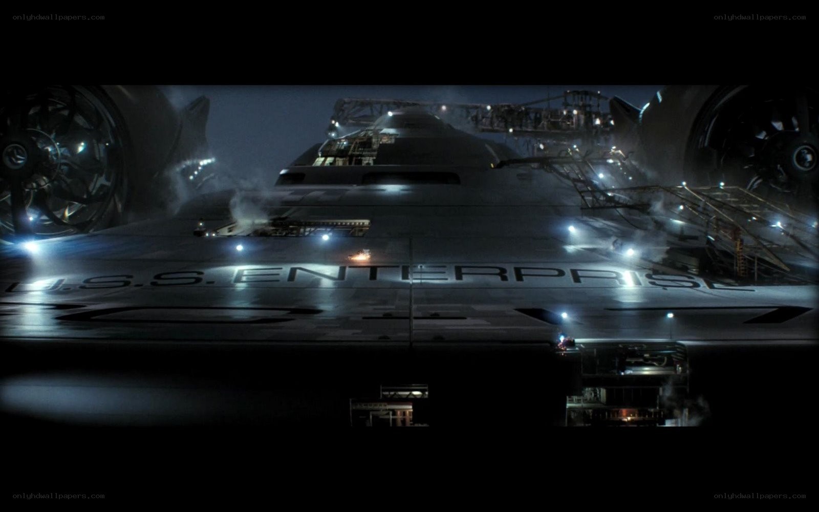 USS Enterprise at night