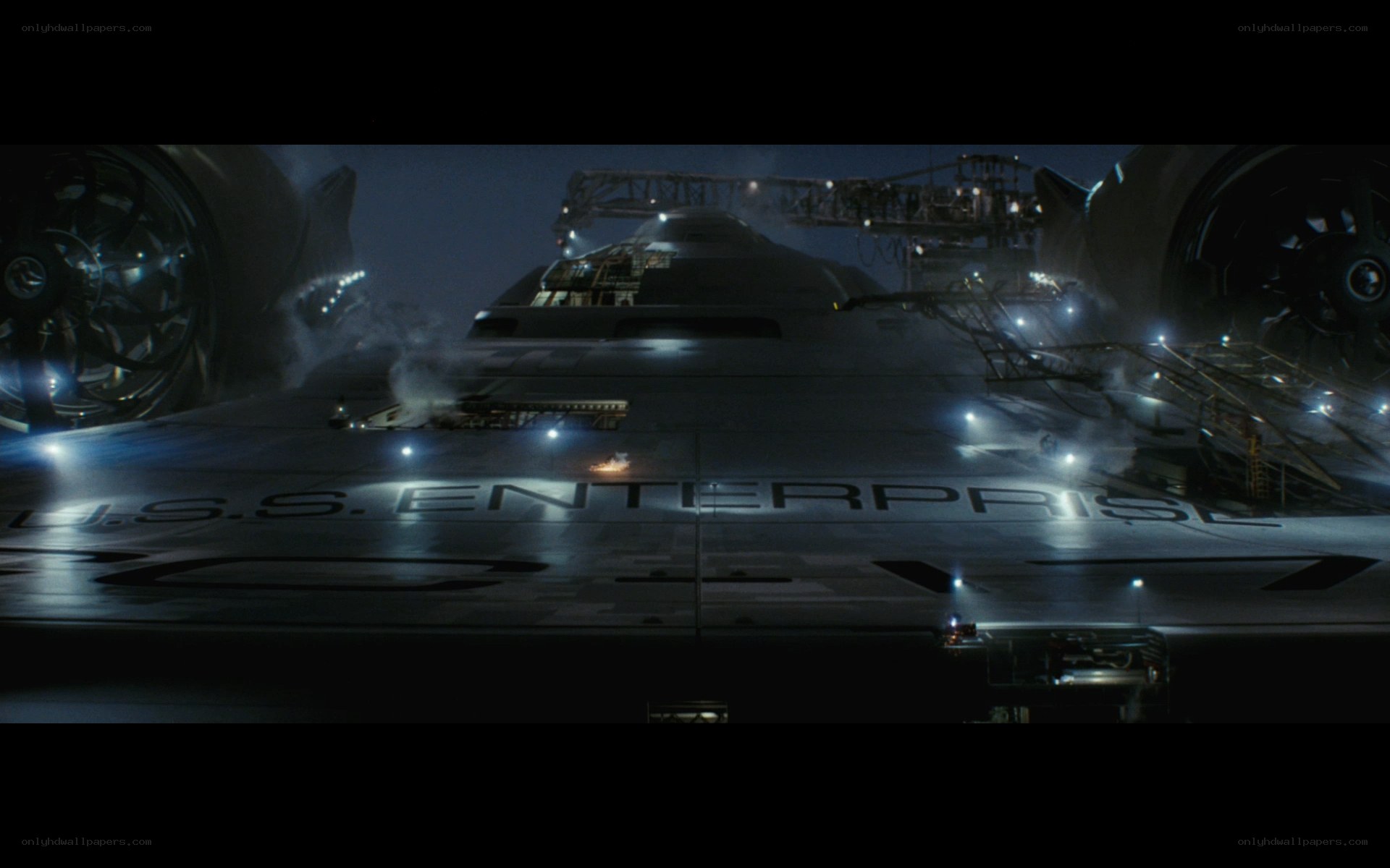 USS Enterprise at night
