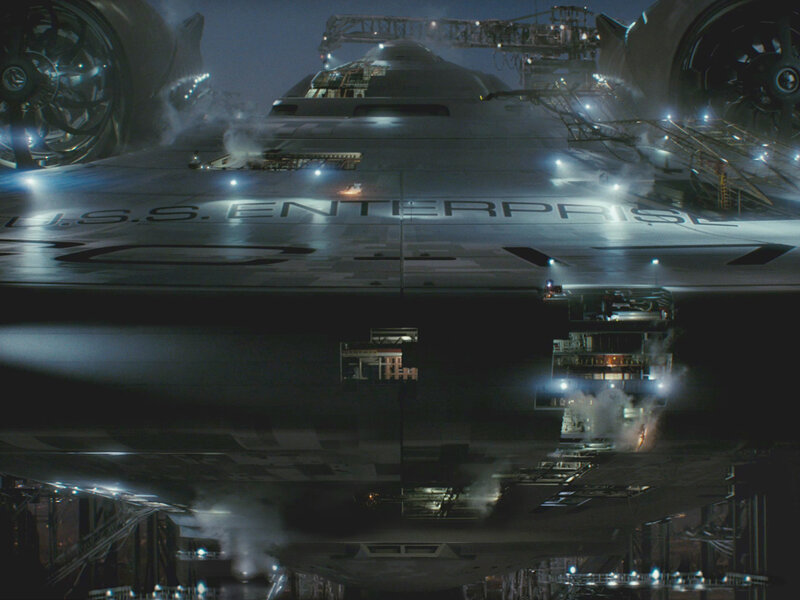 USS Enterprise in a shipyard