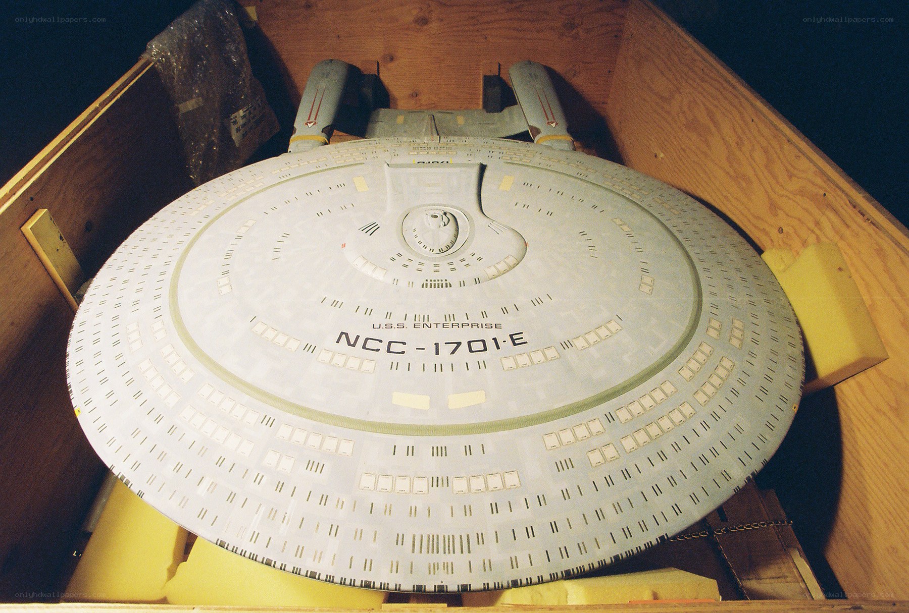 USS Enterprise model in crate