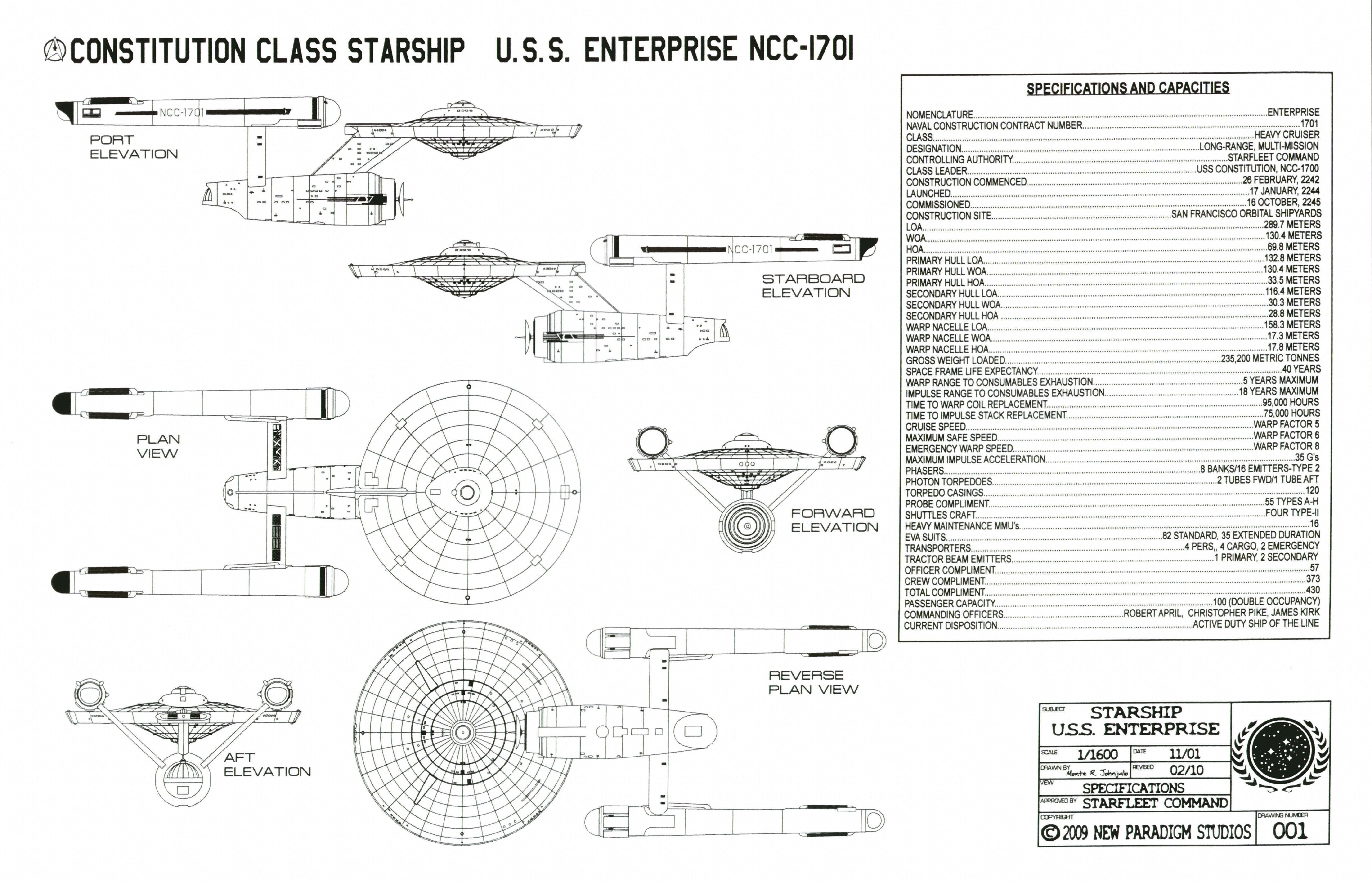 USS Enterprise NCC-1701 schematics