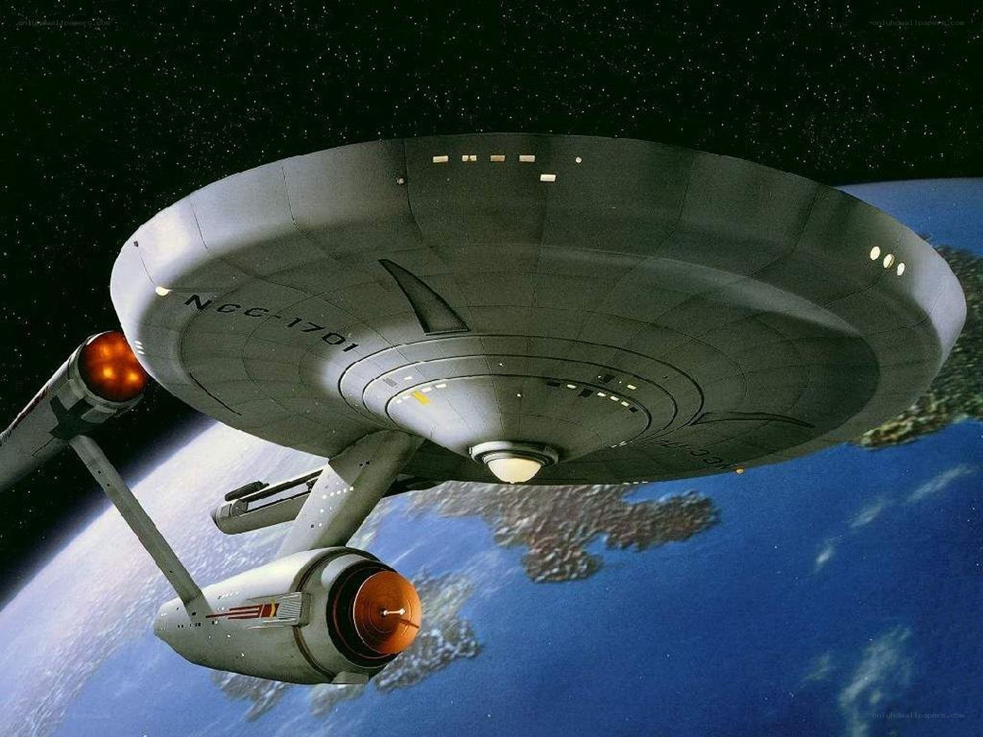 USS Enterprise orbits Earth