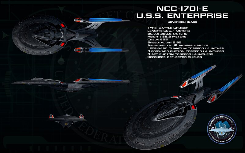 USS Enterprise Starship — Black, Dramatic, Digital Art, Technical Diagram, Text