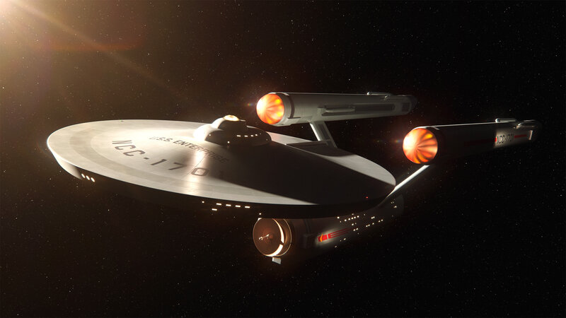 USS Enterprise Starship — Black, Dramatic, Night, 3d Render, Space