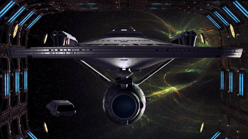 USS Enterprise Starship — Black, Dramatic, Night, Digital Art, Space Station