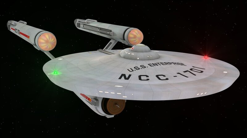 USS Enterprise Starship — Gray, Dramatic, Night, 3d Render, Space