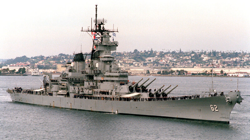 USS Iowa battleship at sea