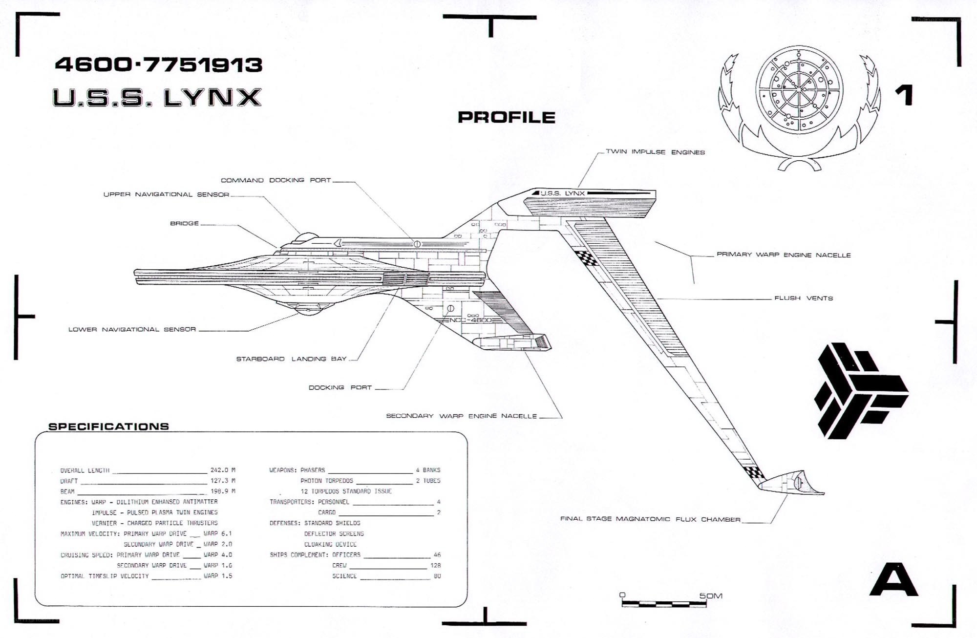 USS Lynx starship blueprint