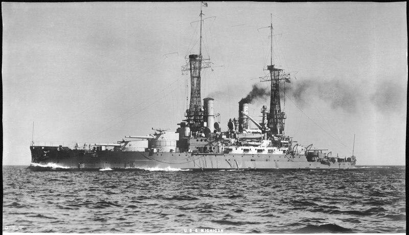 USS Michigan battleship at sea