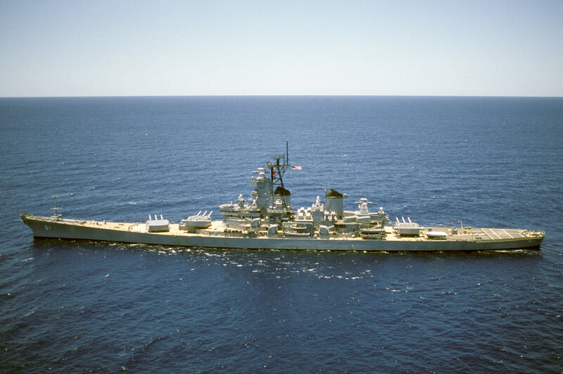 USS New Jersey battleship at sea