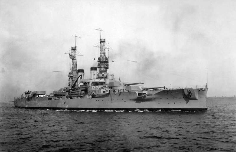 USS New York battleship at sea
