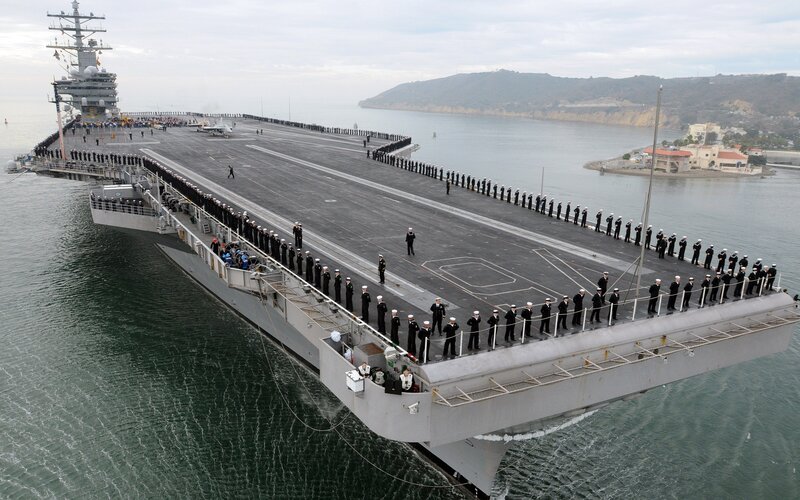 USS Nimitz aircraft carrier at port