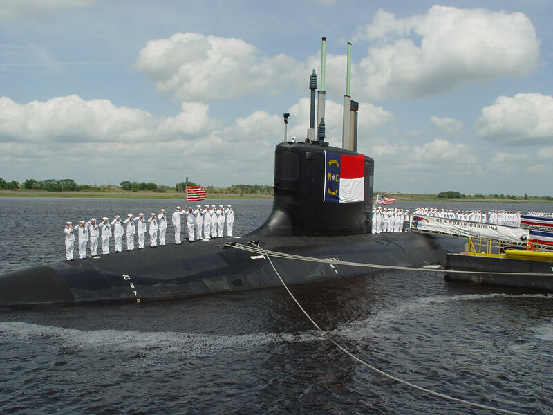 USS North Carolina submarine at dock