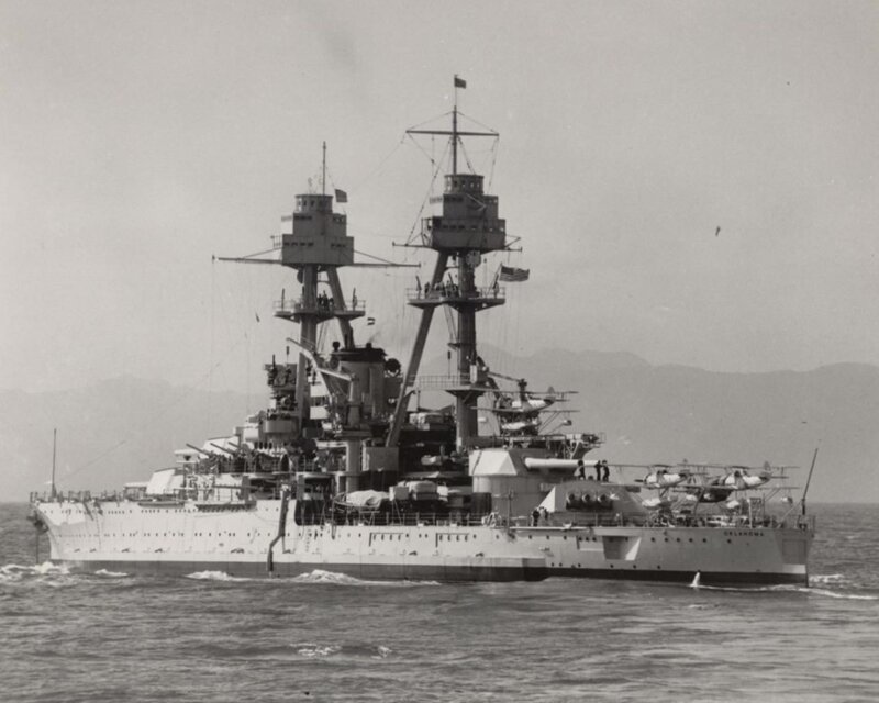 USS Oklahoma battleship at sea