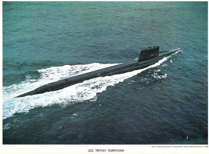 USS Triton submarine on surface