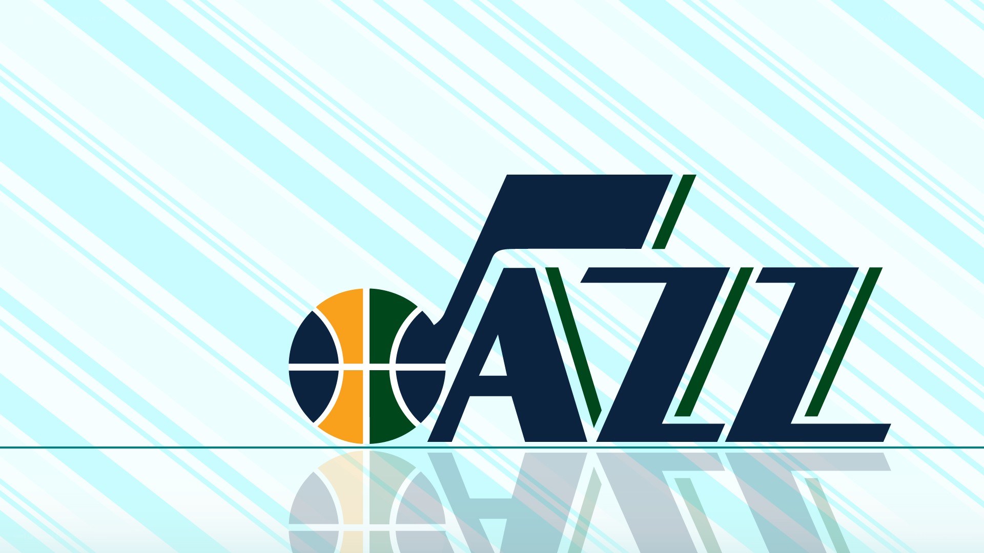 Utah Jazz logo on striped background