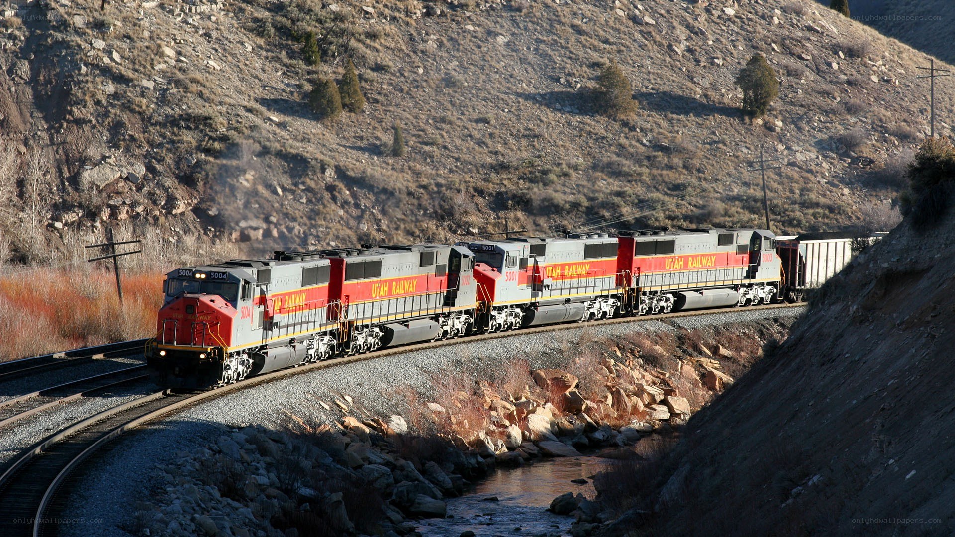 Utah Railway train on a hillside