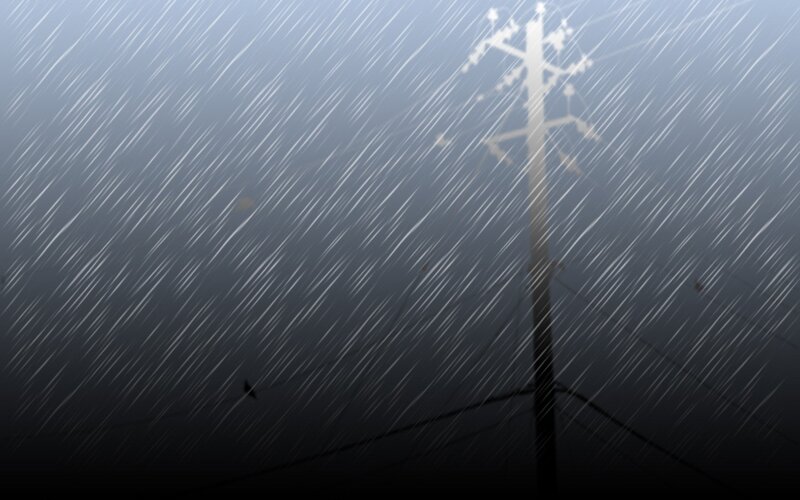 Utility Pole in Rain