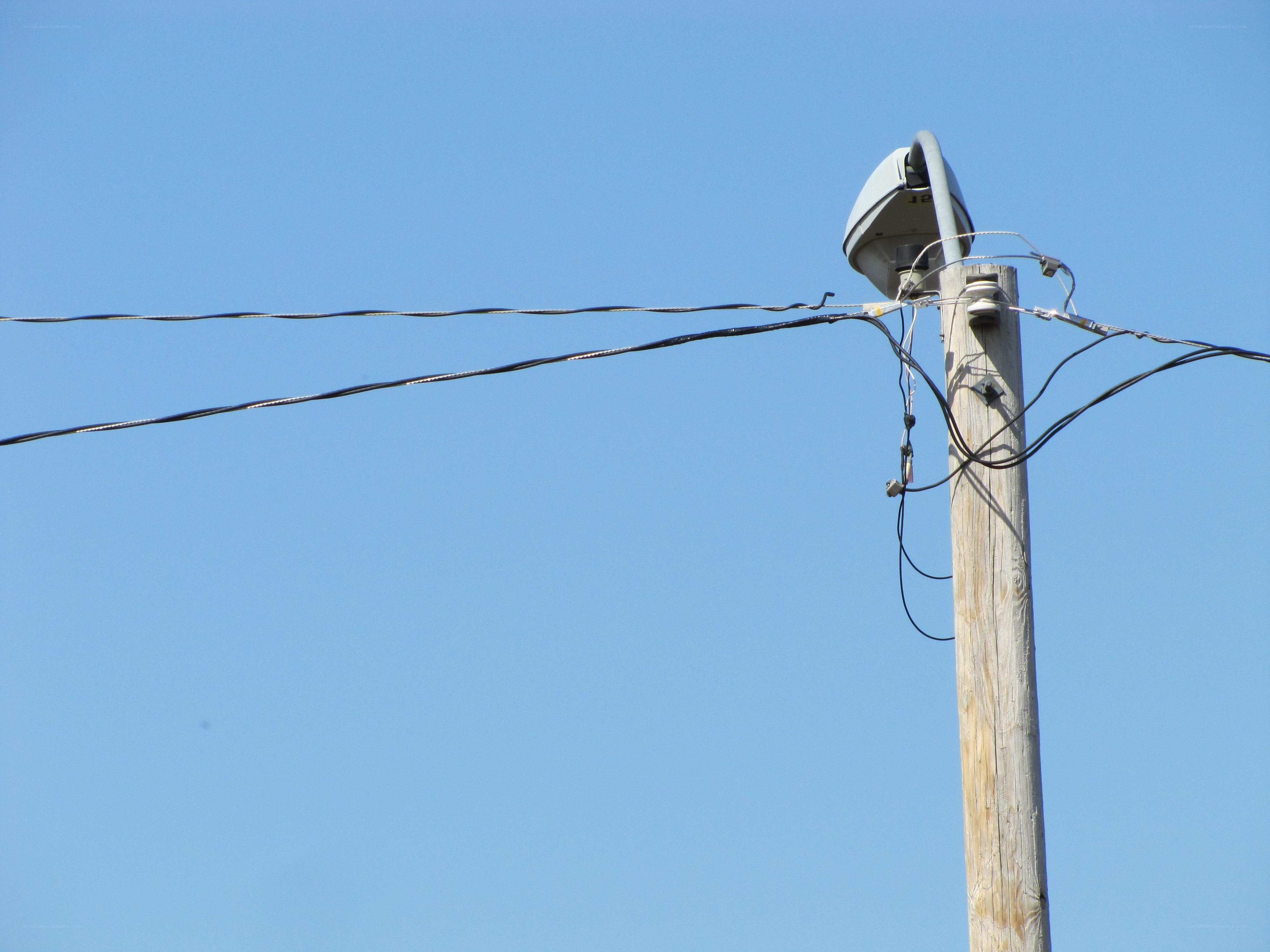 utility pole with wires and light