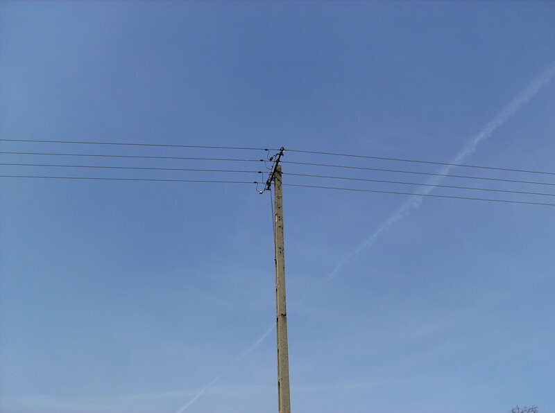 Utility Pole with Wires — Blue