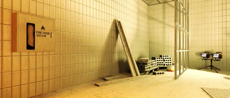 Utility room with fire hose