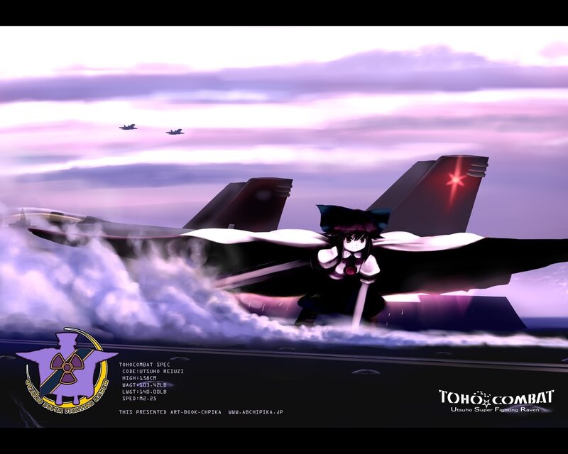 Utsuho Reiuji on a fighter jet