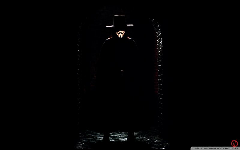 V for Vendetta character in dark alley