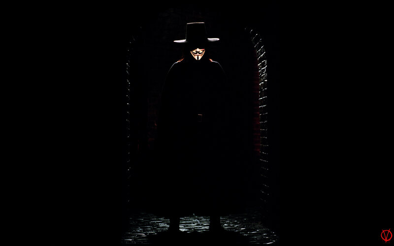 V for Vendetta character in dark alley