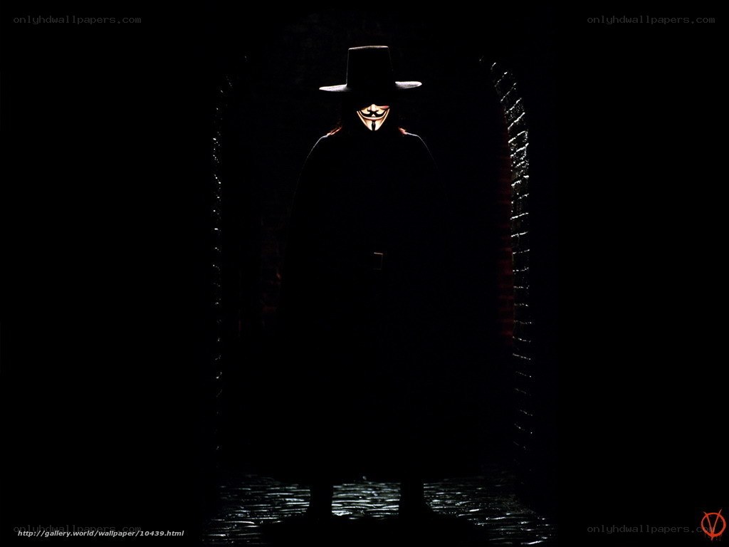 V for Vendetta character in dark alley