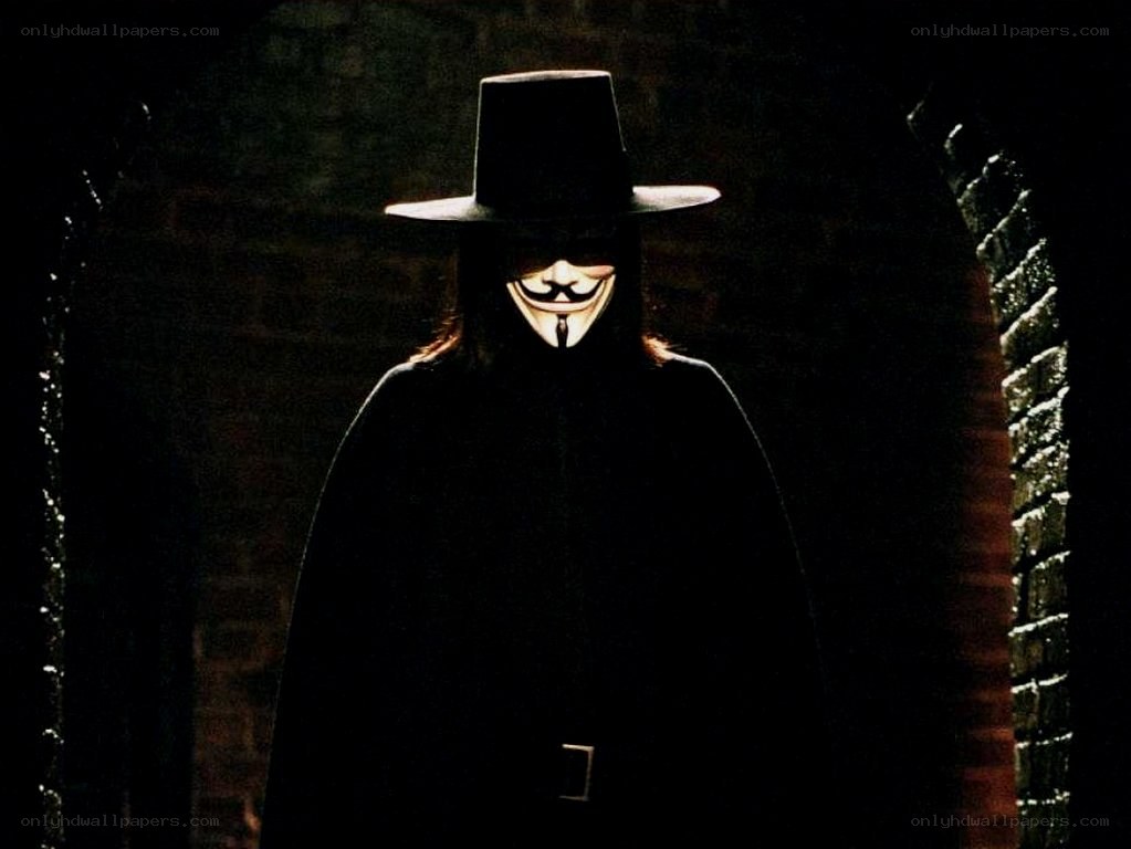 V for Vendetta character in dark archway