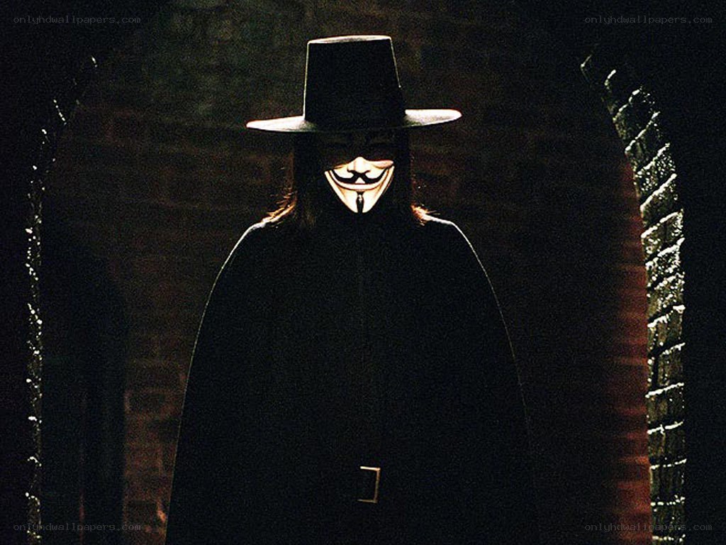 V for Vendetta character in mask