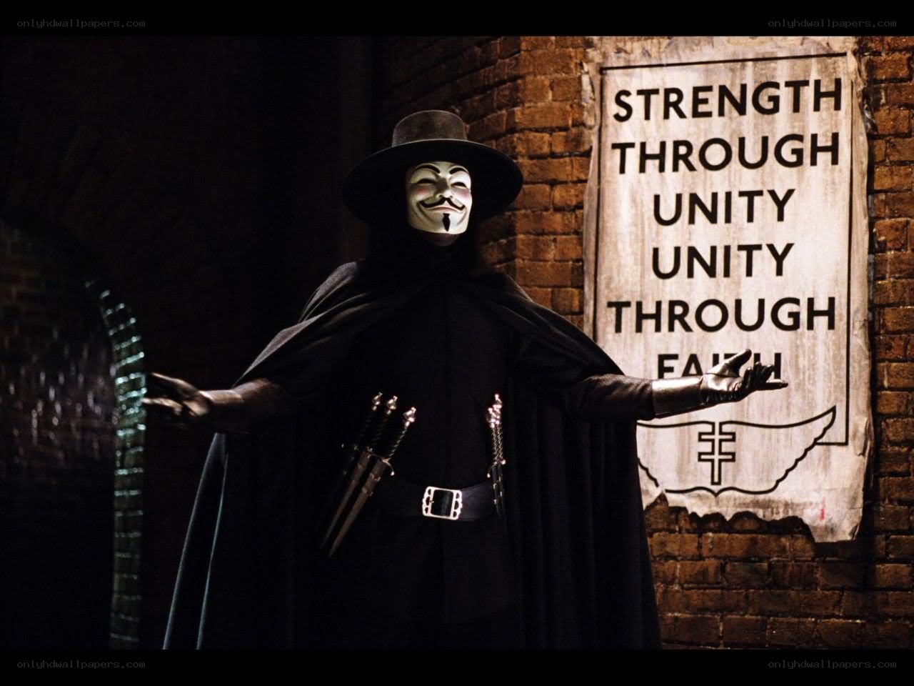 V for Vendetta character in mask