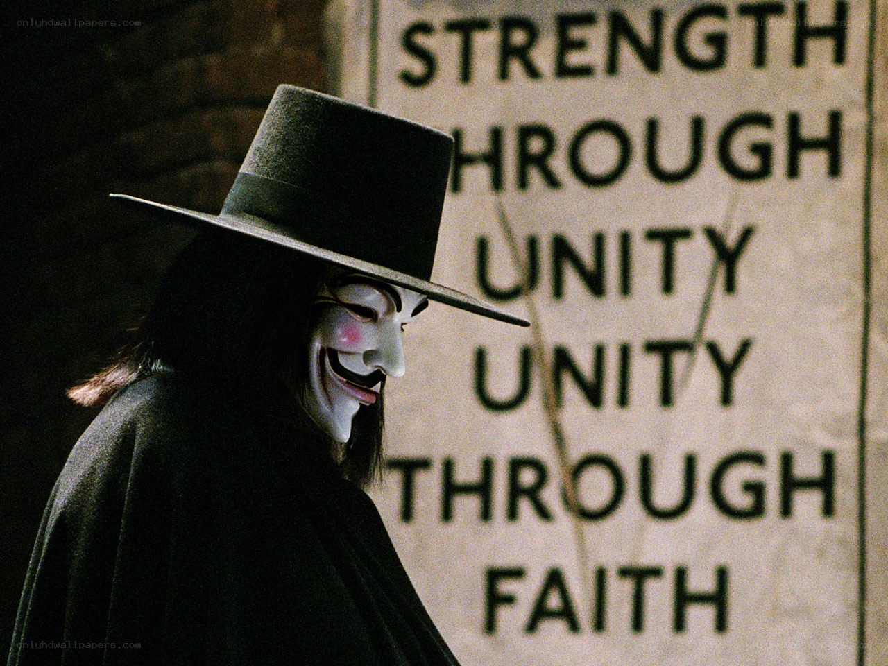 V for Vendetta character in mask