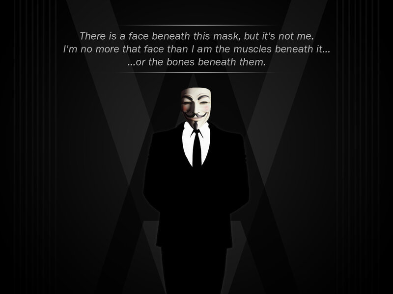 V for Vendetta character with quote