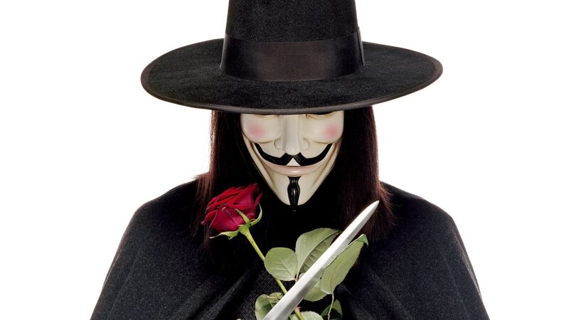 V for Vendetta character with rose