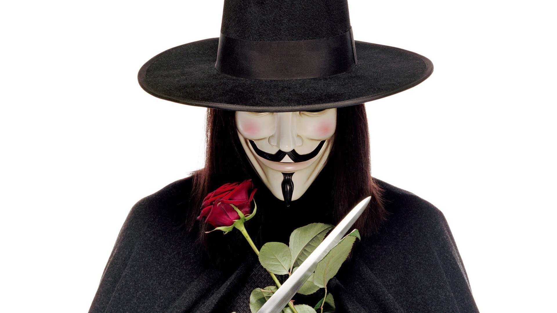 V for Vendetta character with rose