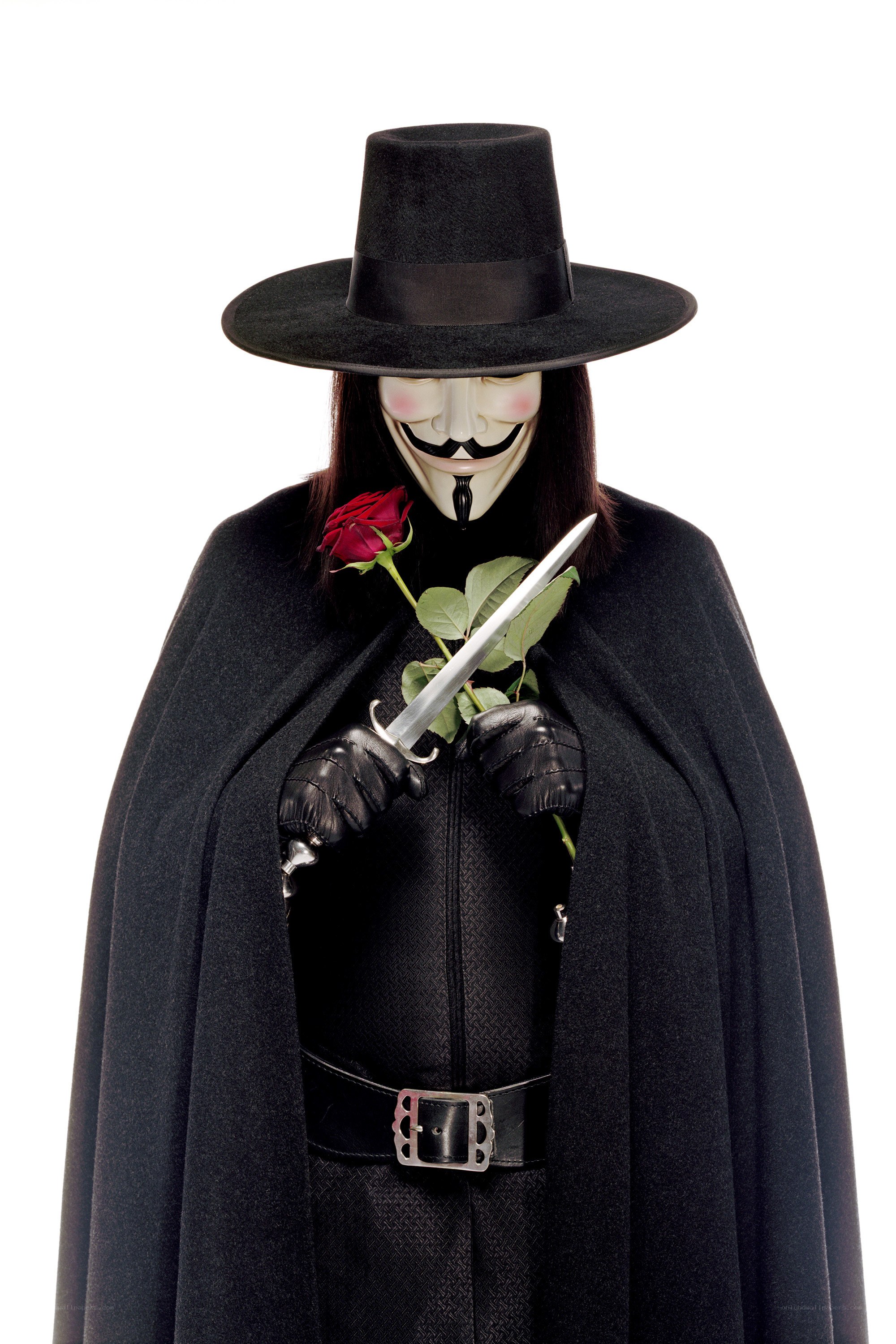 V for Vendetta character with rose