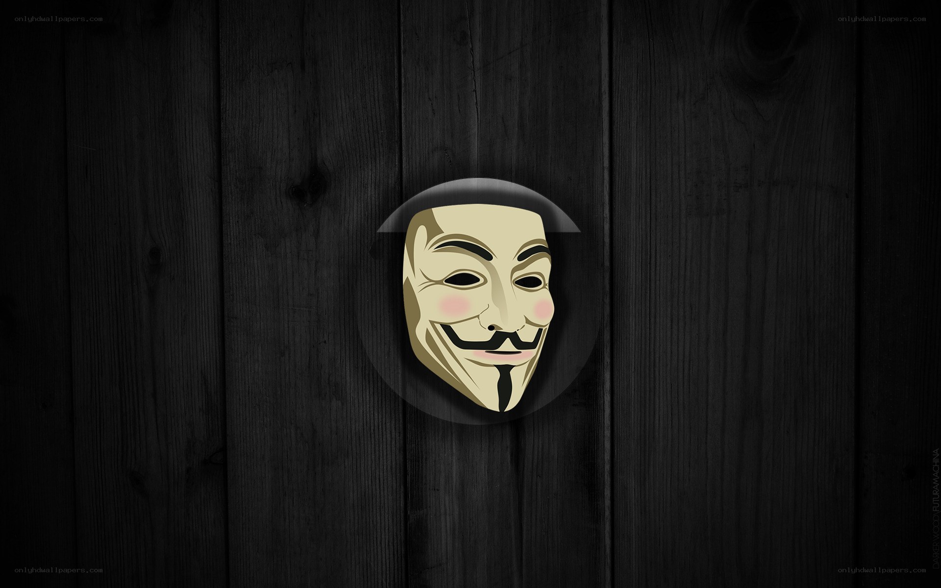 V for Vendetta mask on wood