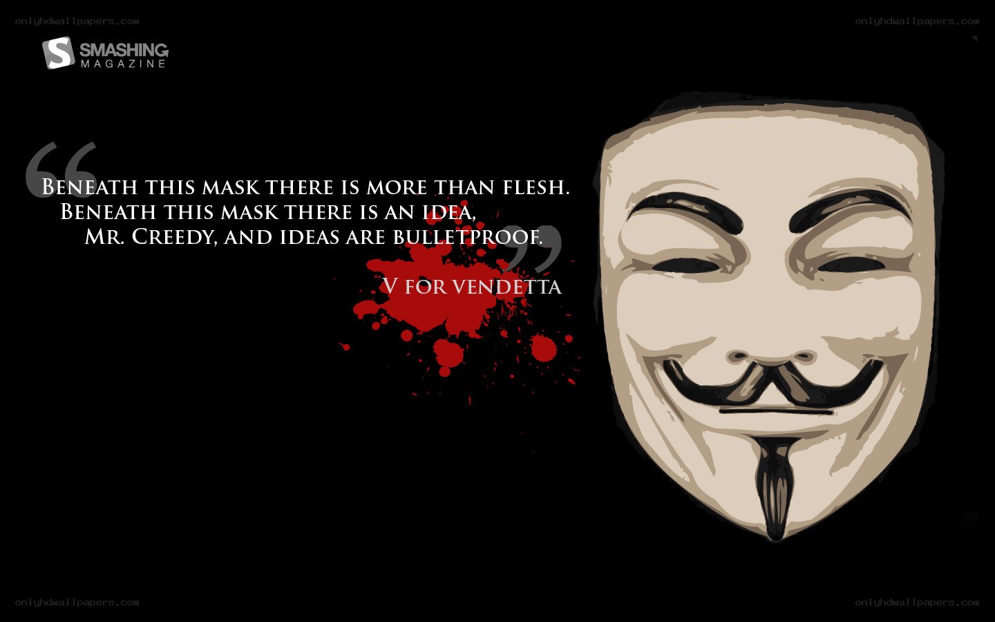 V for Vendetta quote with mask