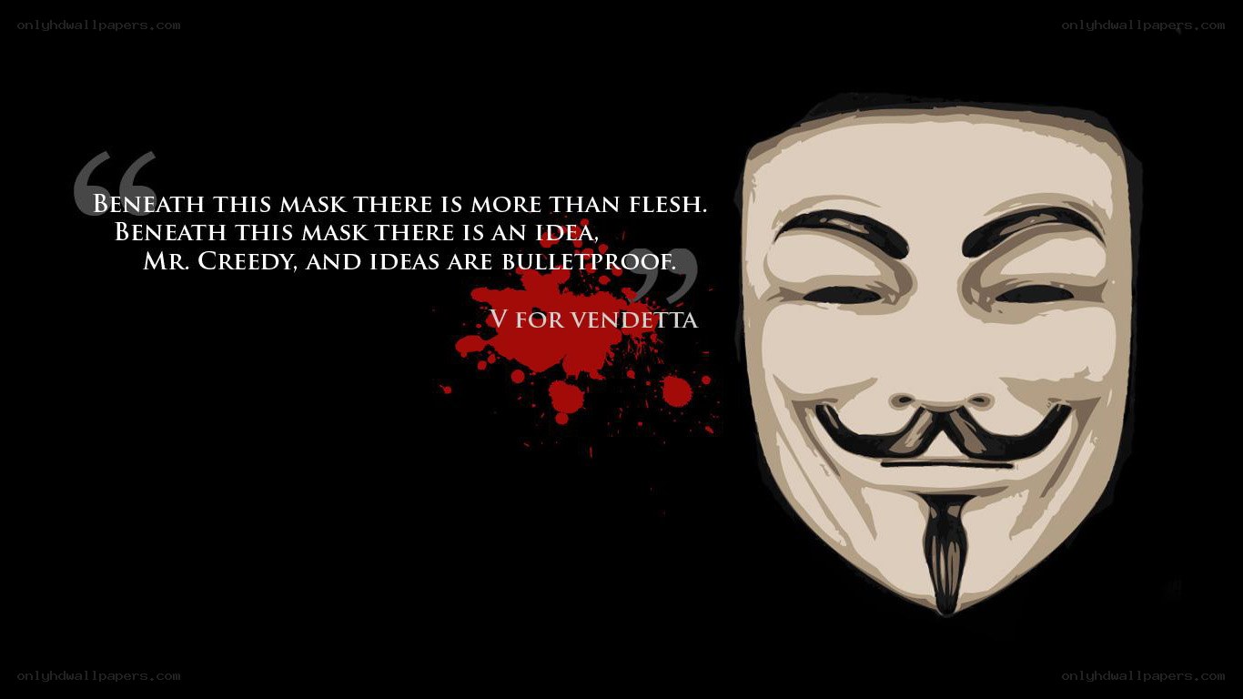 V for Vendetta quote with mask