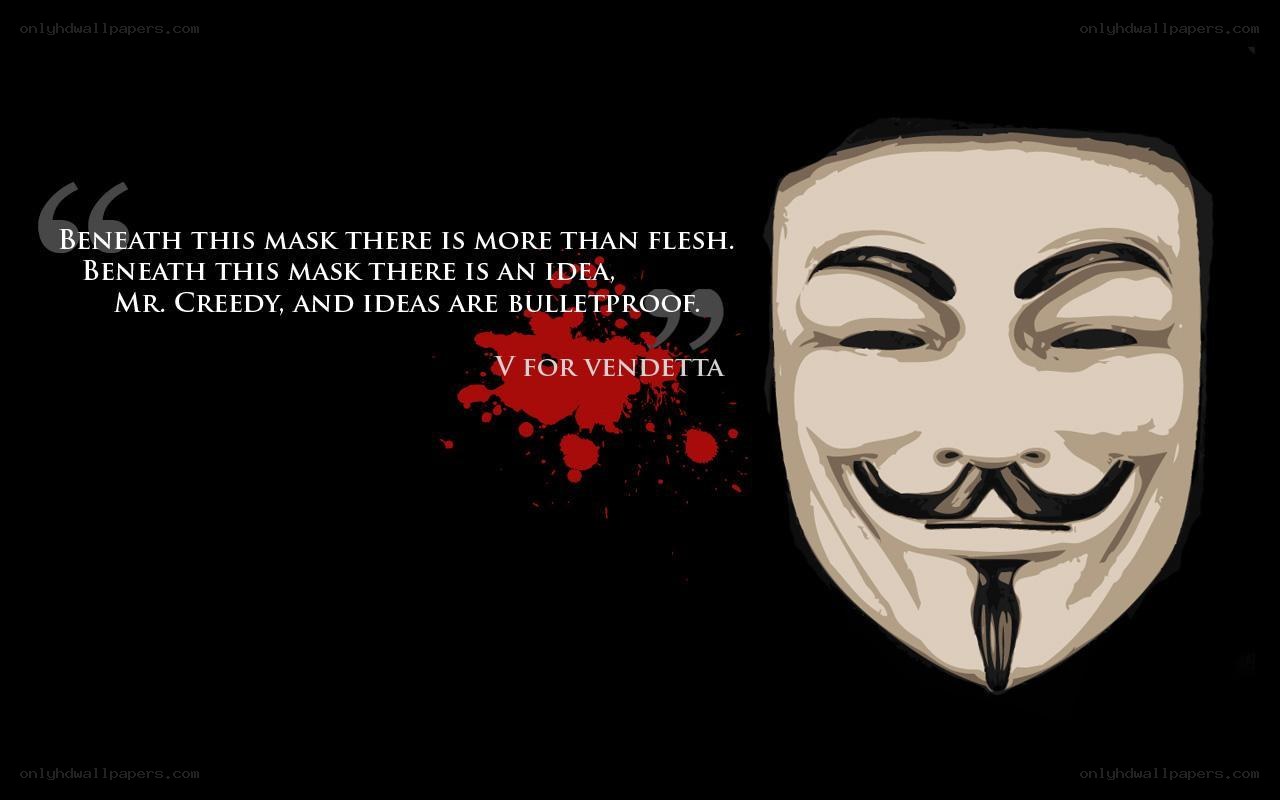 V for Vendetta quote with mask